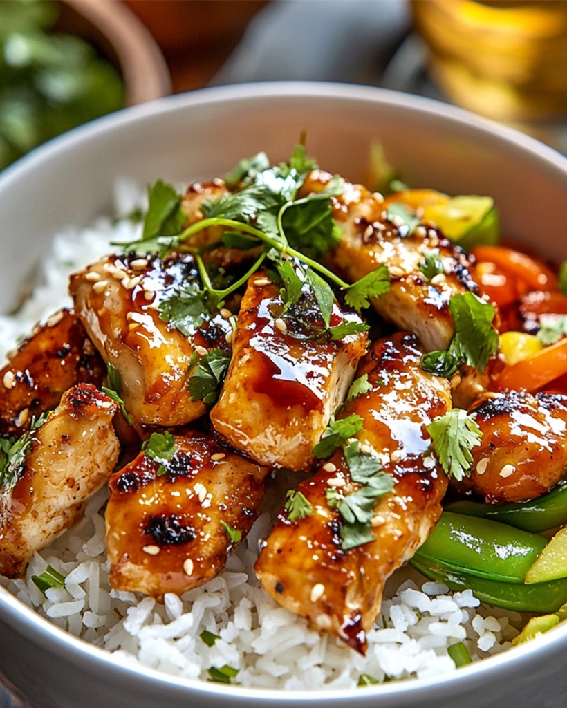 Spicy Honey-Ginger Chicken Bowls with Flavorful Sauce