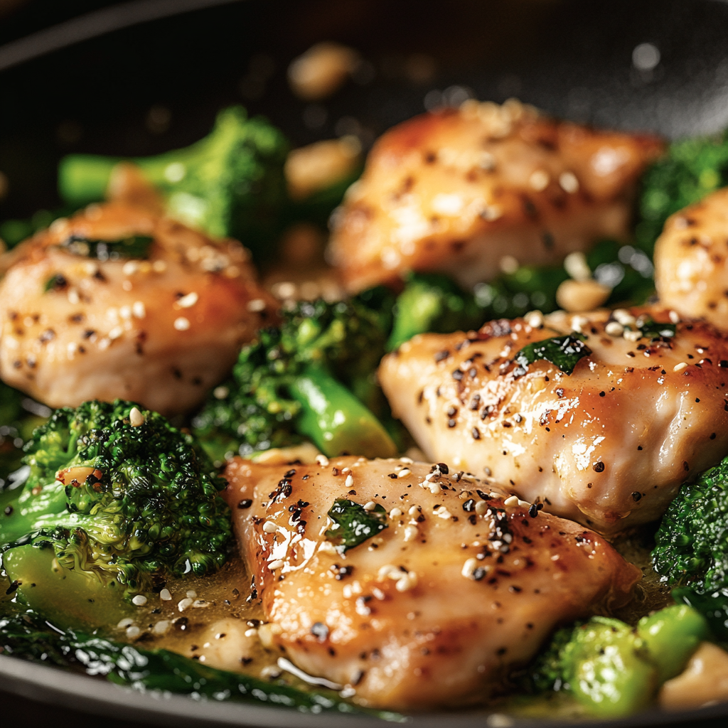 Garlic Chicken with Broccoli and Spinach
