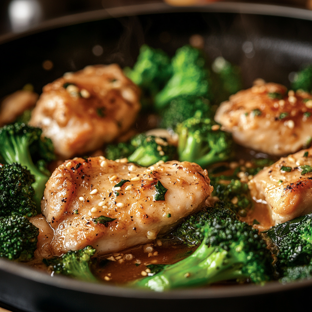 Garlic Chicken with Broccoli and Spinach