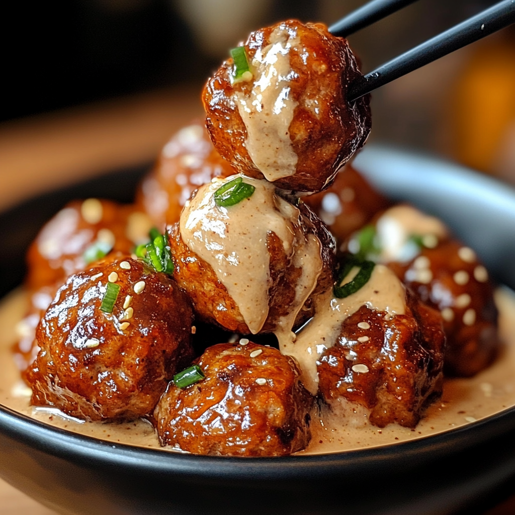 Korean BBQ Meatballs with Spicy Mayo Dip