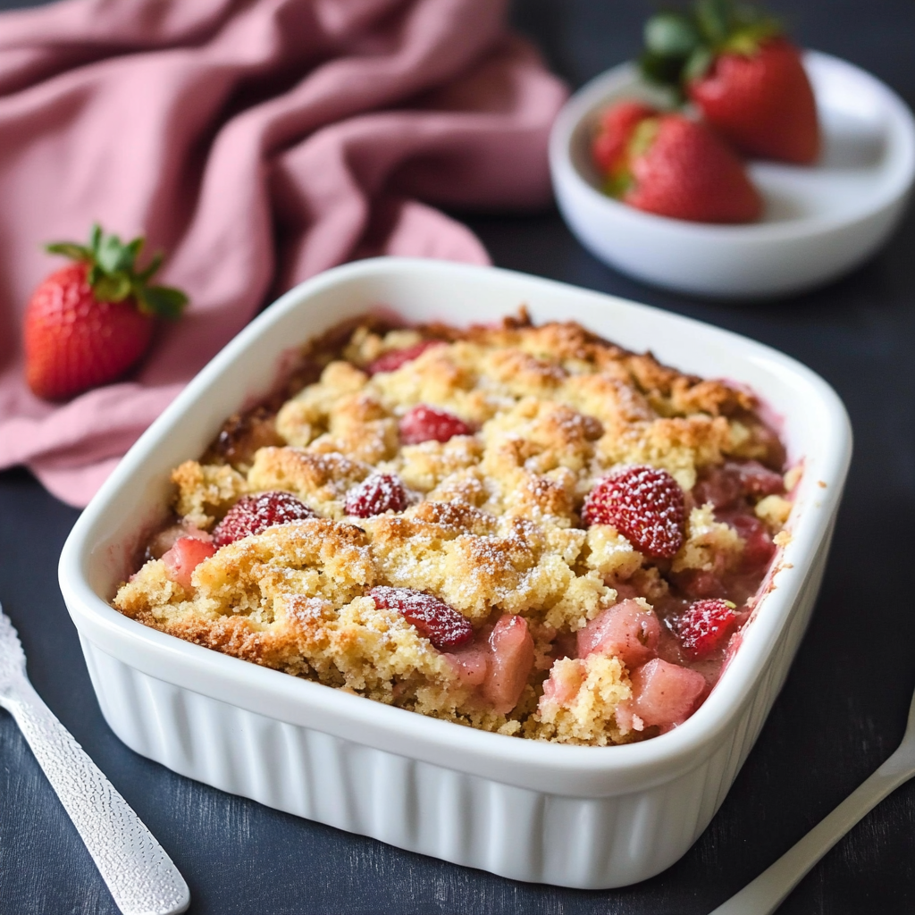 Best Keto Strawberry Rhubarb Dump Cake Recipe – Easy and Flavorful