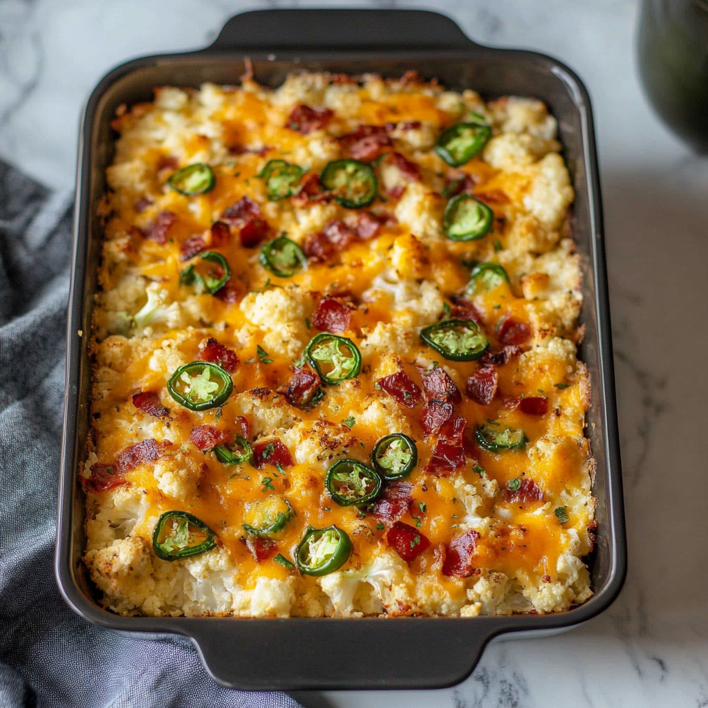 Cauliflower Jalapeño Popper Casserole