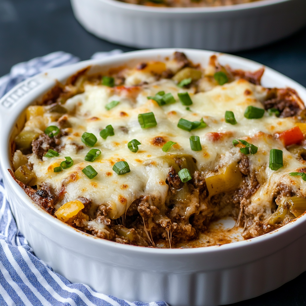 Keto Philly Cheesesteak Casserole