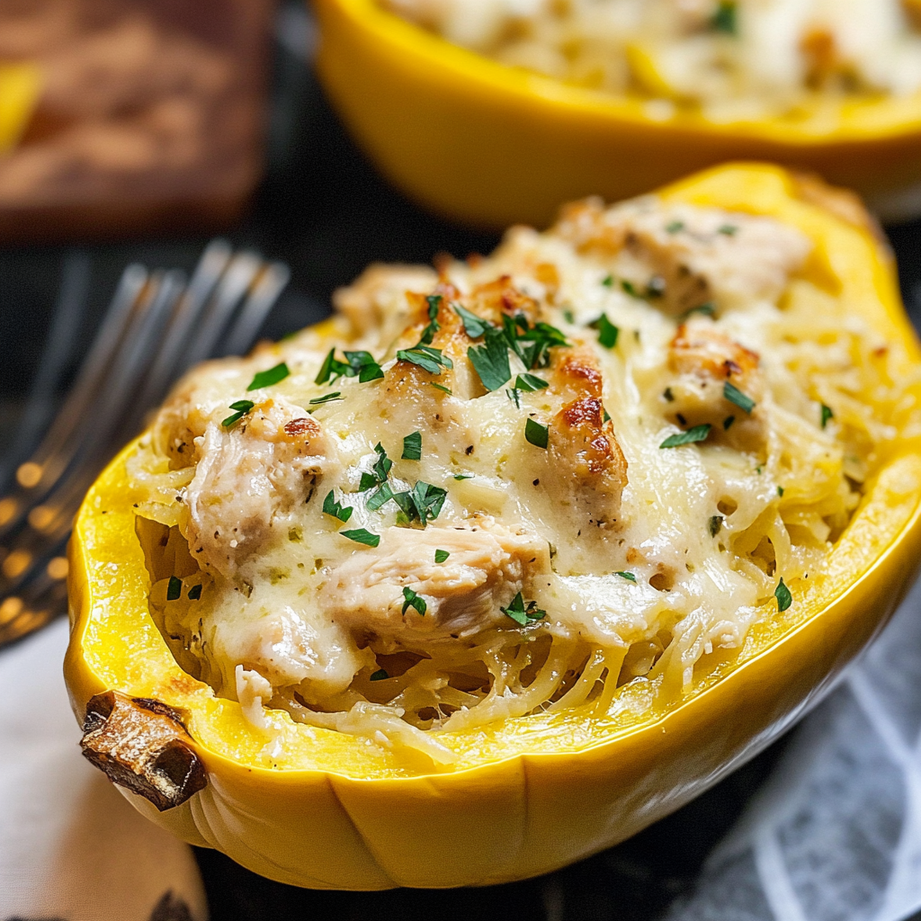 Best Skinny Chicken Alfredo Stuffed Spaghetti Squash Recipe – Easy and Delicious