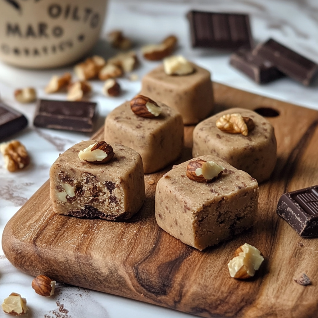 No-Bake Keto Cookie Dough Bites with Walnuts & Chocolate