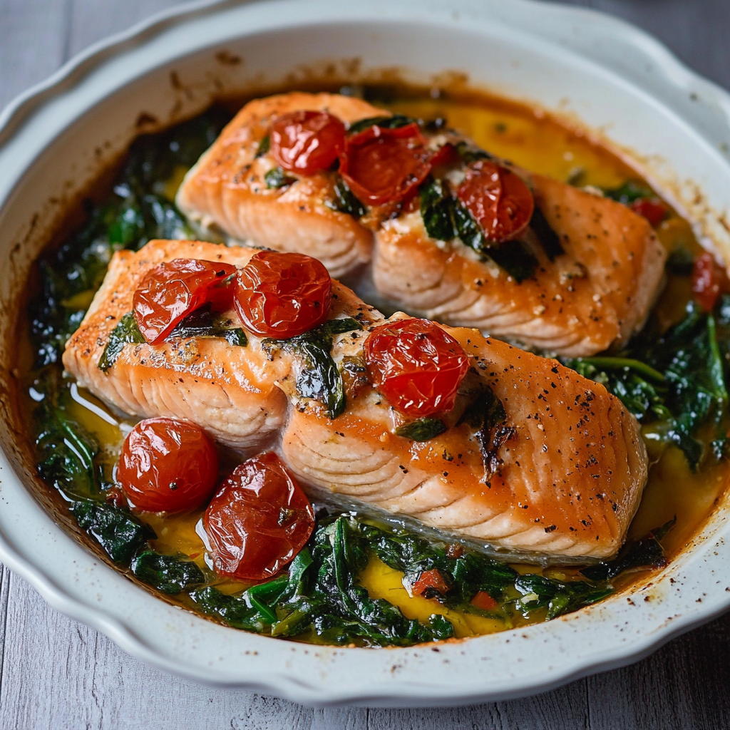 Ofenlachs mit Spinat