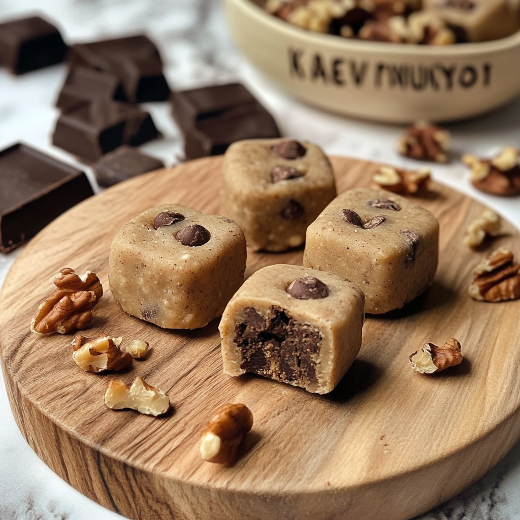 No-Bake Keto Cookie Dough Bites with Walnuts & Chocolate