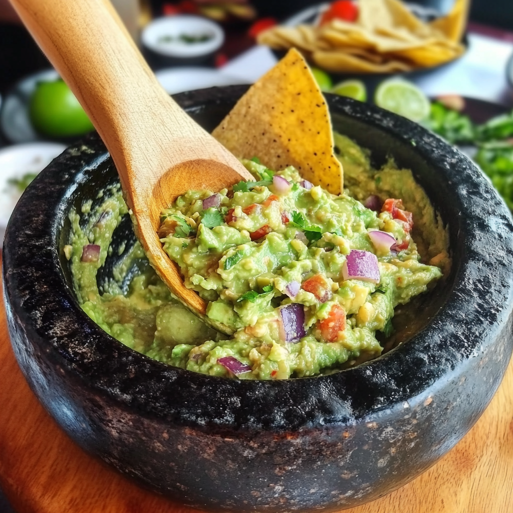 Guacamole in a Molcajete
