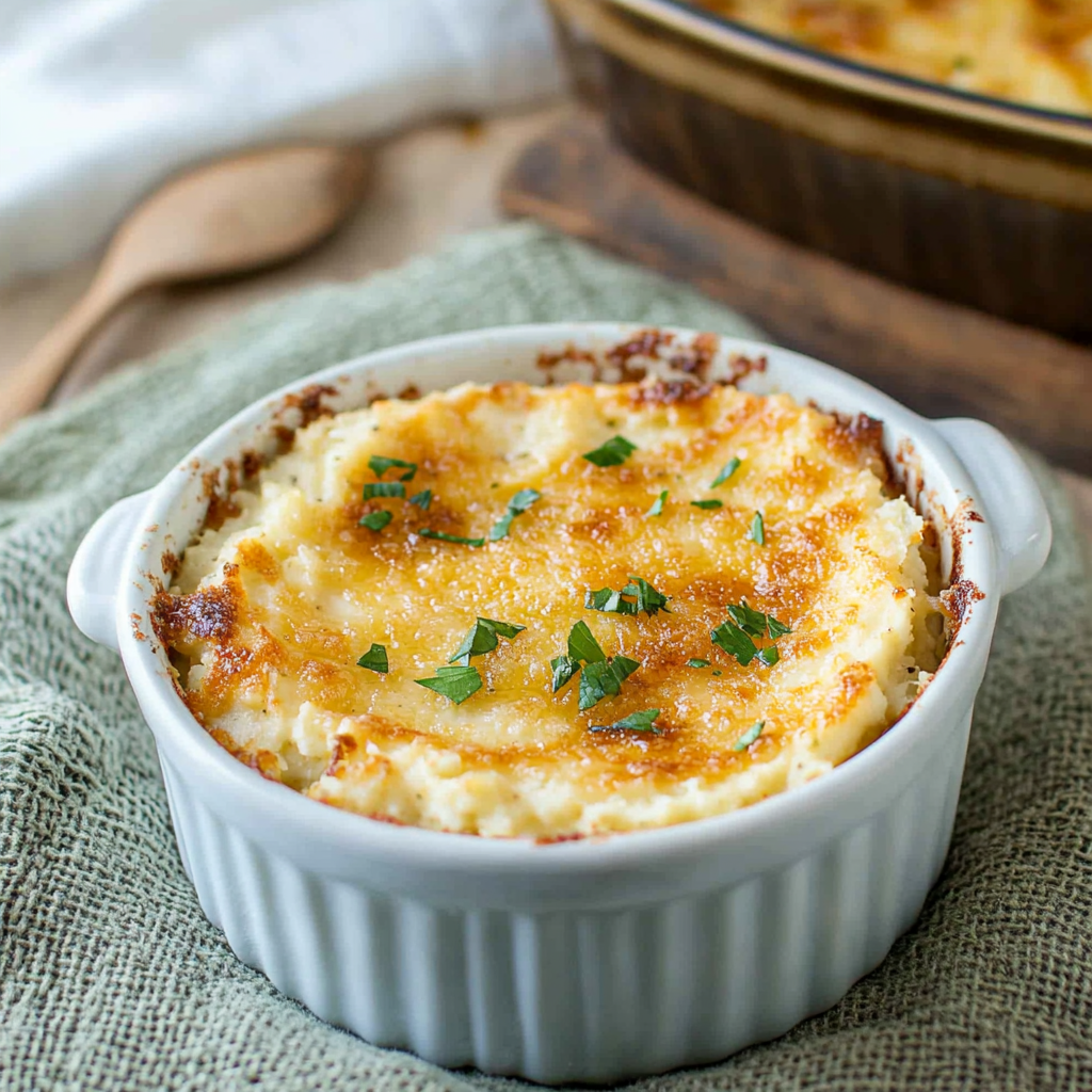 Baked Garlic Cauliflower Mash with Cheese Crust – A Comforting Delight!