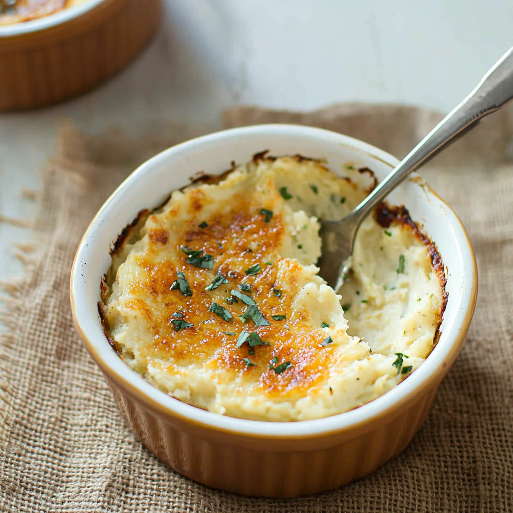 Baked Garlic Cauliflower Mash with Cheese Crust – A Comforting Delight!