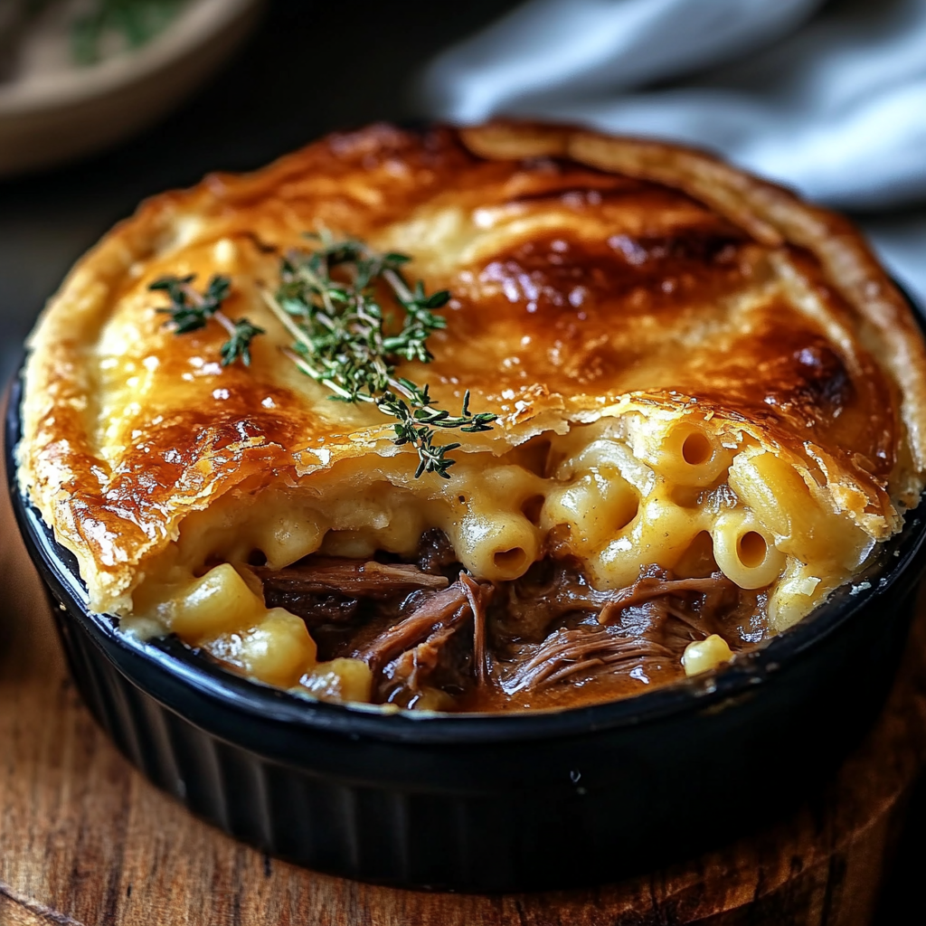 Oxtail Pot Pie with Mac & Cheese Crust: A Comforting Delight